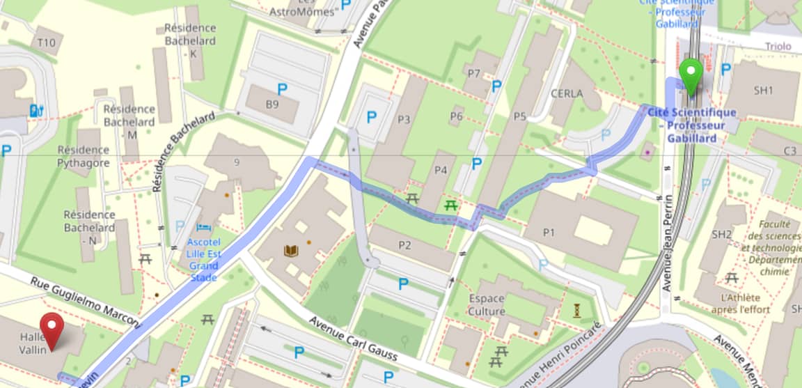 Trajet depuis cité scientifique
